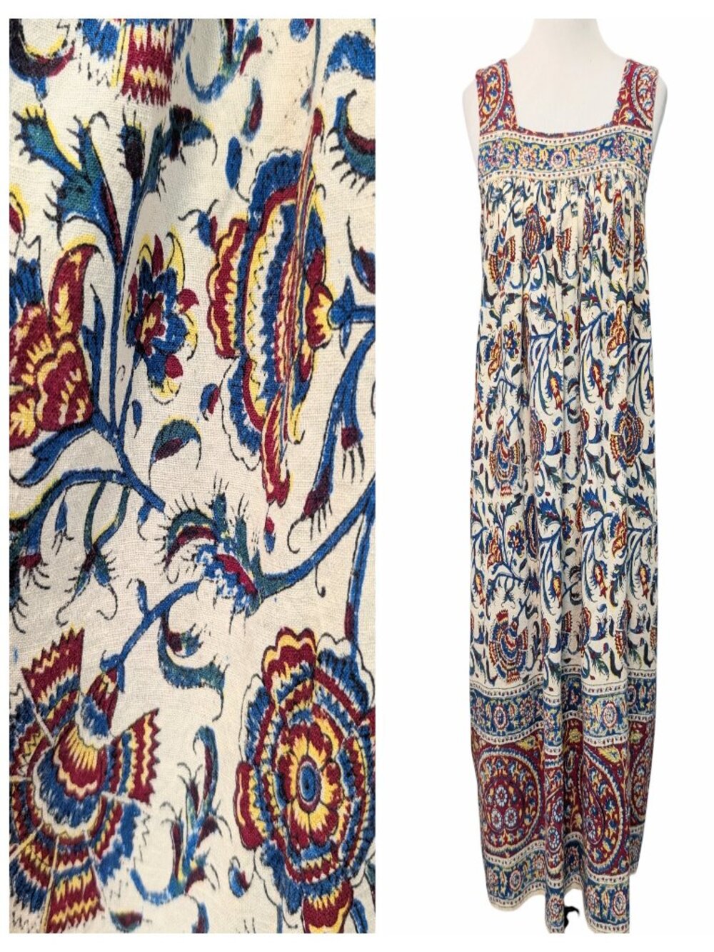 Vintage Ellen Lockwood Sz M? Floral Geometric Block Print Sleeveless Shift Dress
